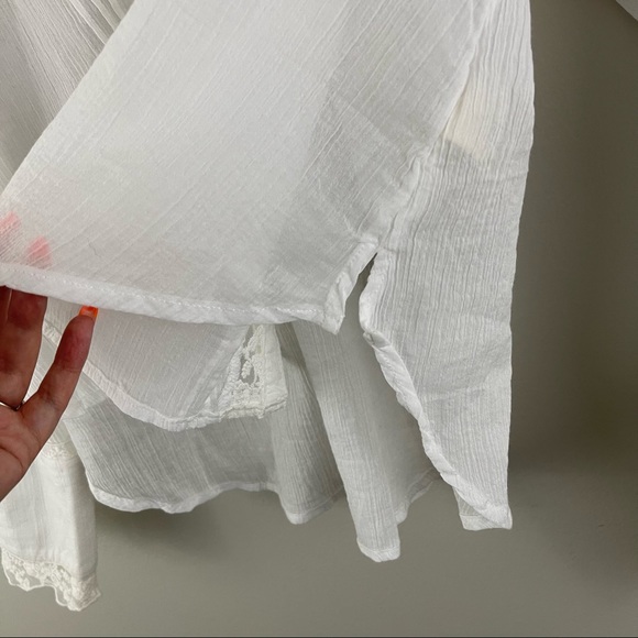 FREE PEOPLE White Lace Trim Lightweight Clemence Cottagecore Button Down Blouse - Picture 10 of 16